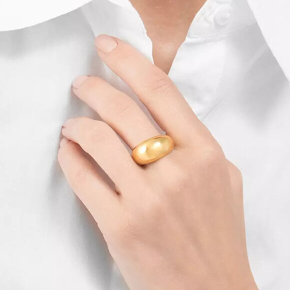 Chunky 14 K Gold Plated Dome Ring Size 7 - Picture 2 of 7